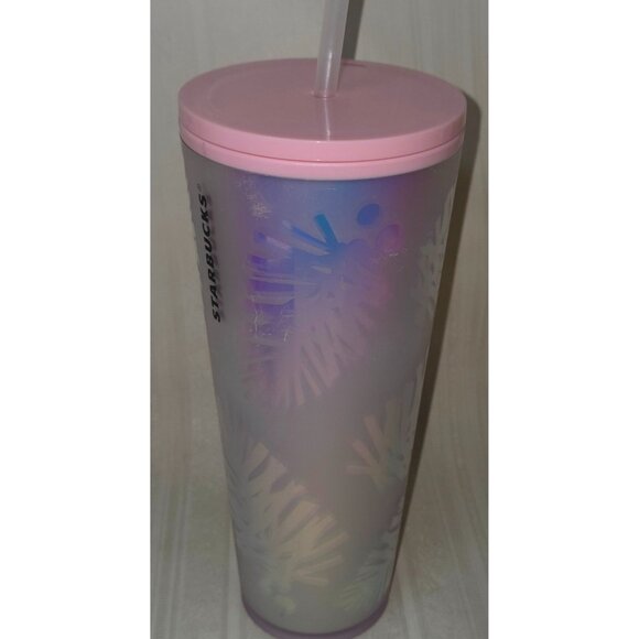 Starbucks Holiday Holographic Tumbler 24oz Pink Iridescent Pine Cone Ltd Edition - Picture 5 of 10